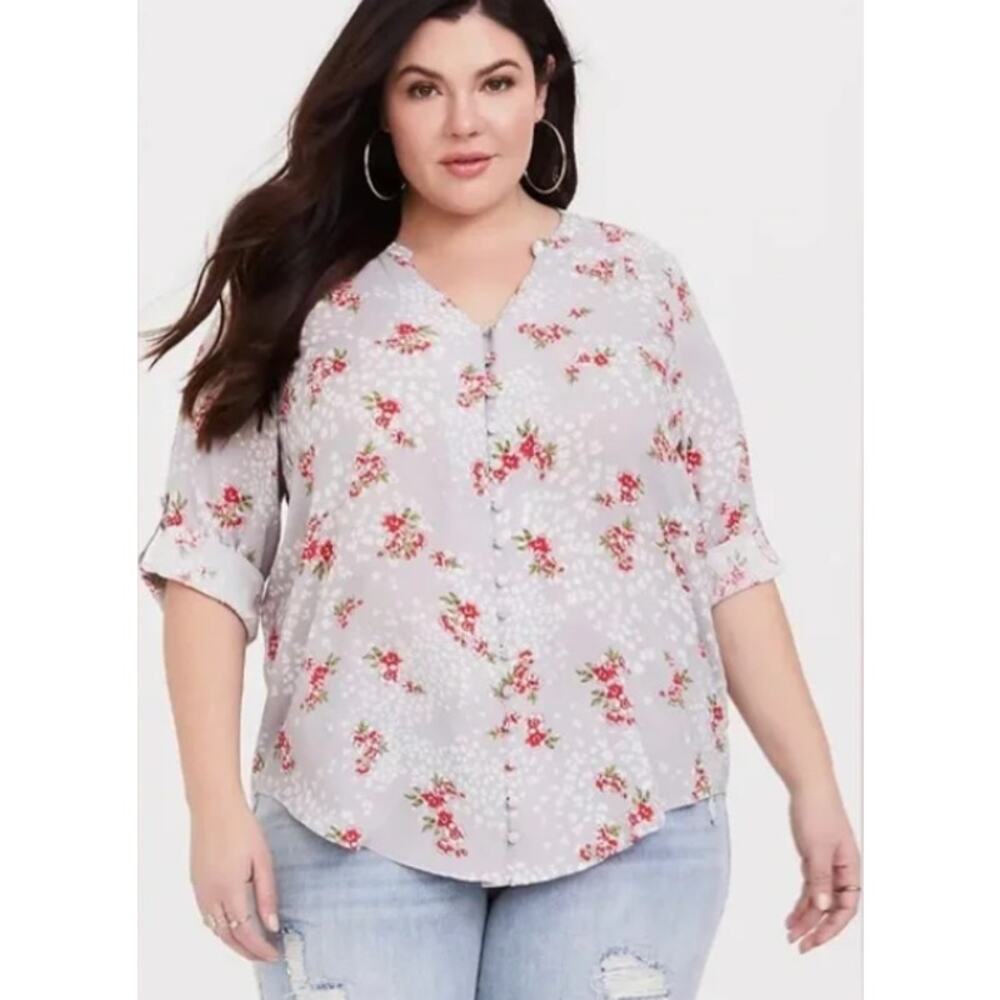 Torrid Harper Leopard Floral Challis Blouse Size 3 (3X)